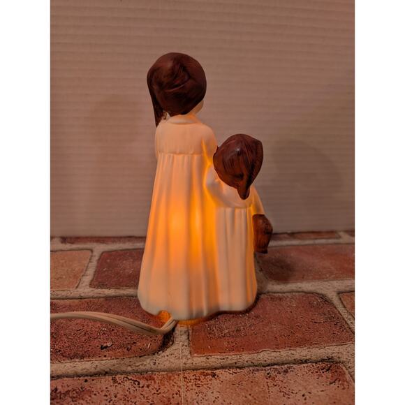 Vintage Porcelain Lighted Figurine Two Children in Nightgowns with Candle Japan - Picture 4 of 8
